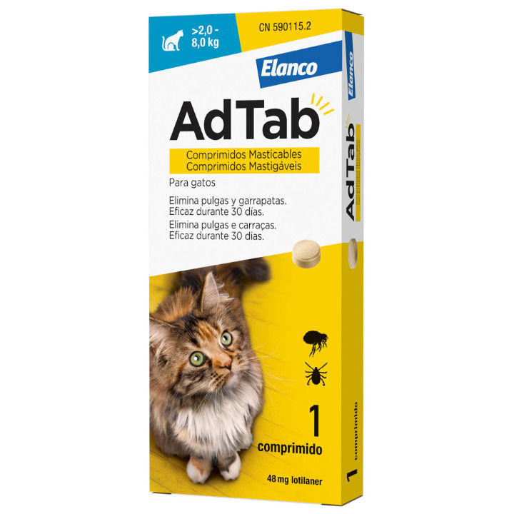 ADTAB ANTIPARASITARIO GATO 48MG 2-8KG